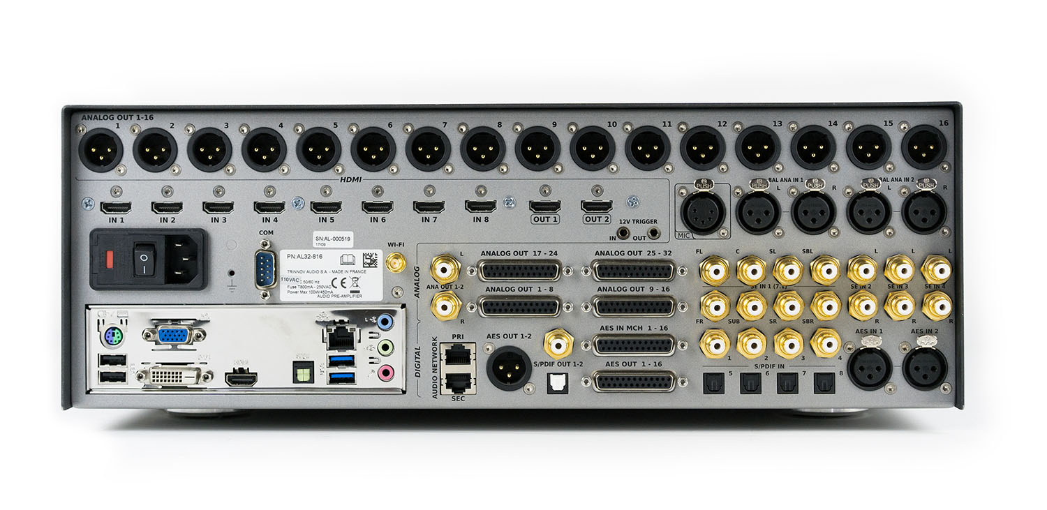 Altitude32 installed in a home cinema equipment rack