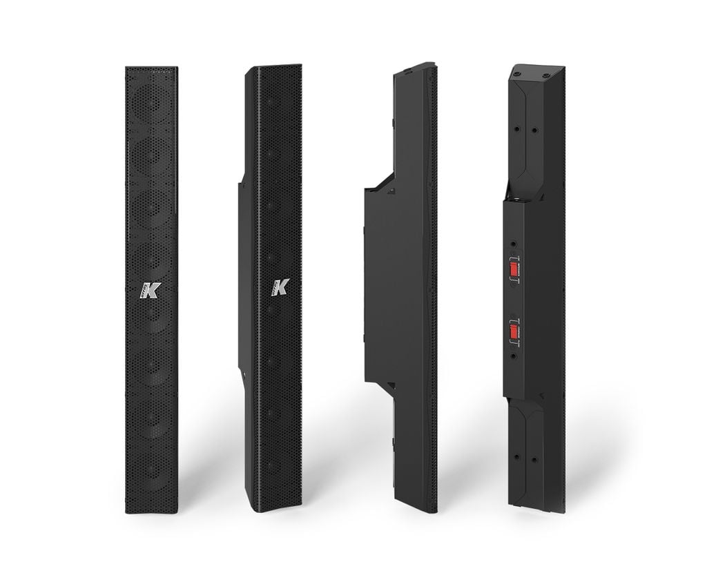 Slim Italian line arrays designed to live inside the architecture.